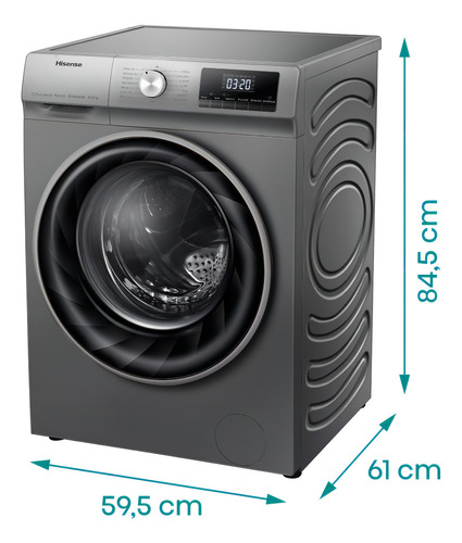 Lavasecarropas Hisense 10/6 Kg Inverter Plateado 94WDQY1014T