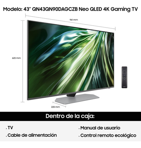 Smart Tv Samsung 43" Neo Qled 4K Serie Q90D + Q605