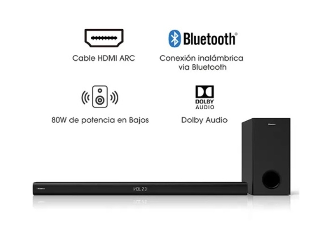 Barra de Sonido Hisense Soundbar con subwoofer HS218 200W