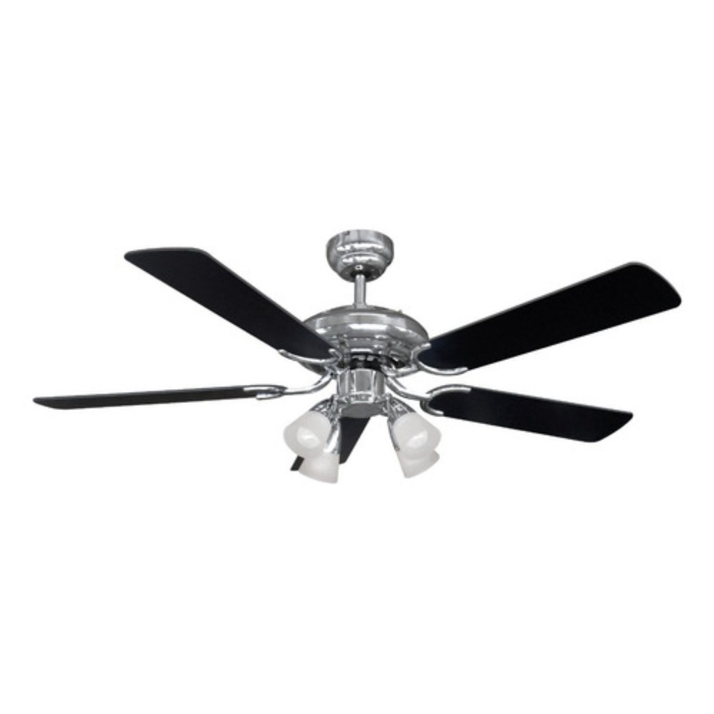 Ventilador De Techo Liliana Negro Con 5 Palas Color Plata 48 Vthm415