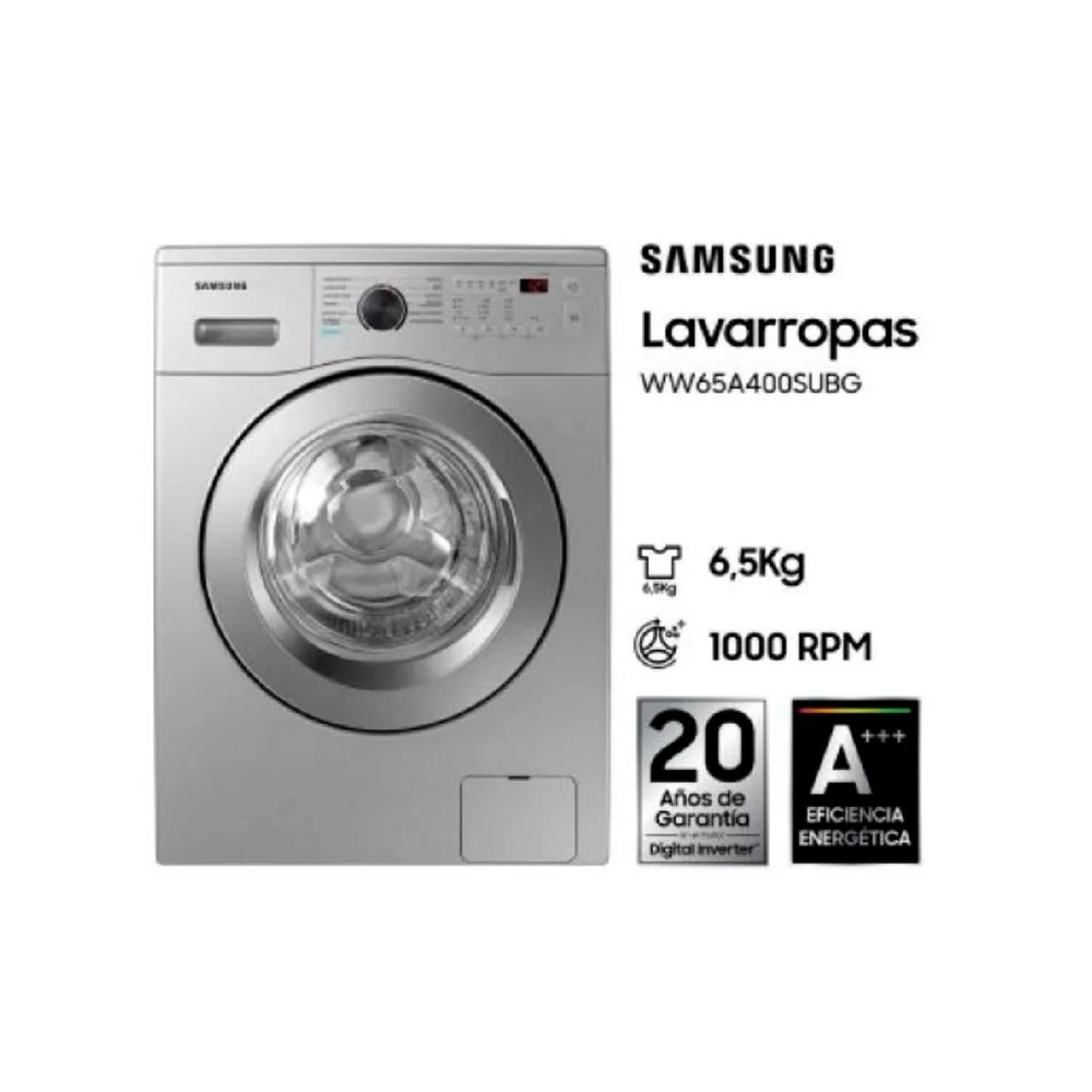 Lavarropas Samsung 6.5 Kg inverter silver