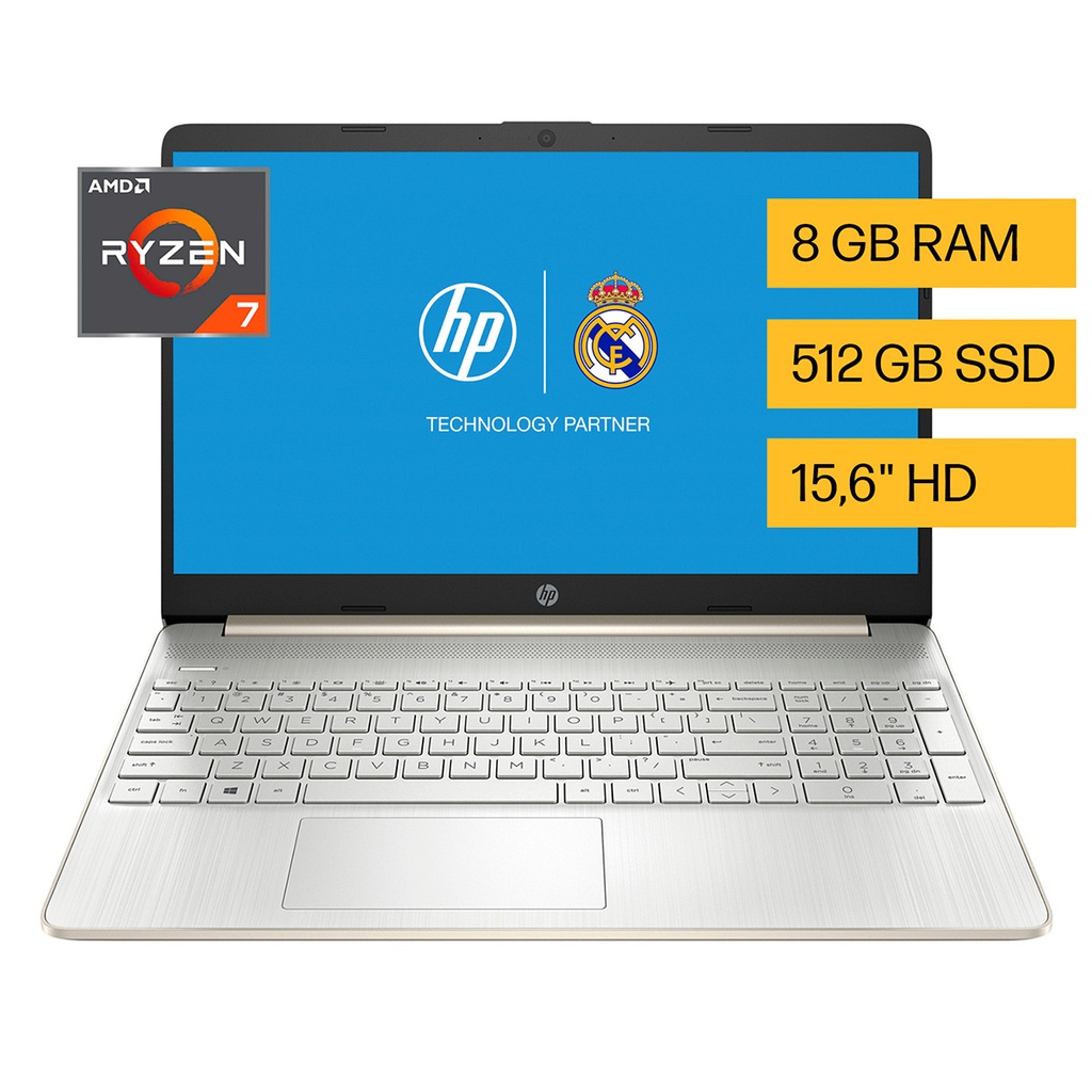 Notebook HP 15-Ef2514La Amd Ryzen 7 8 Gb 512 Gb Ssd 15.6 Hd Windows 11 Home